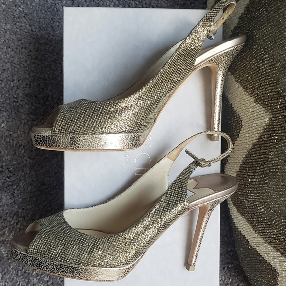 JIMMY CHOO Authentic  Sparkling Peep Toe Platform Heels wBox| Size 36.5 | Worn1x - Picture 7 of 12